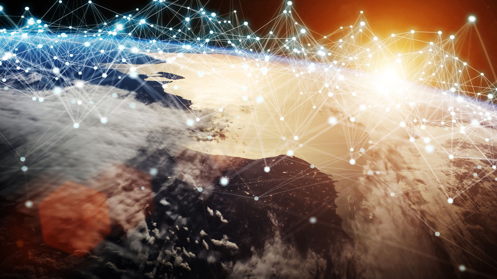 Connections system and global datas exchanges over the globe 3D rendering elements of this image furnished by NASA