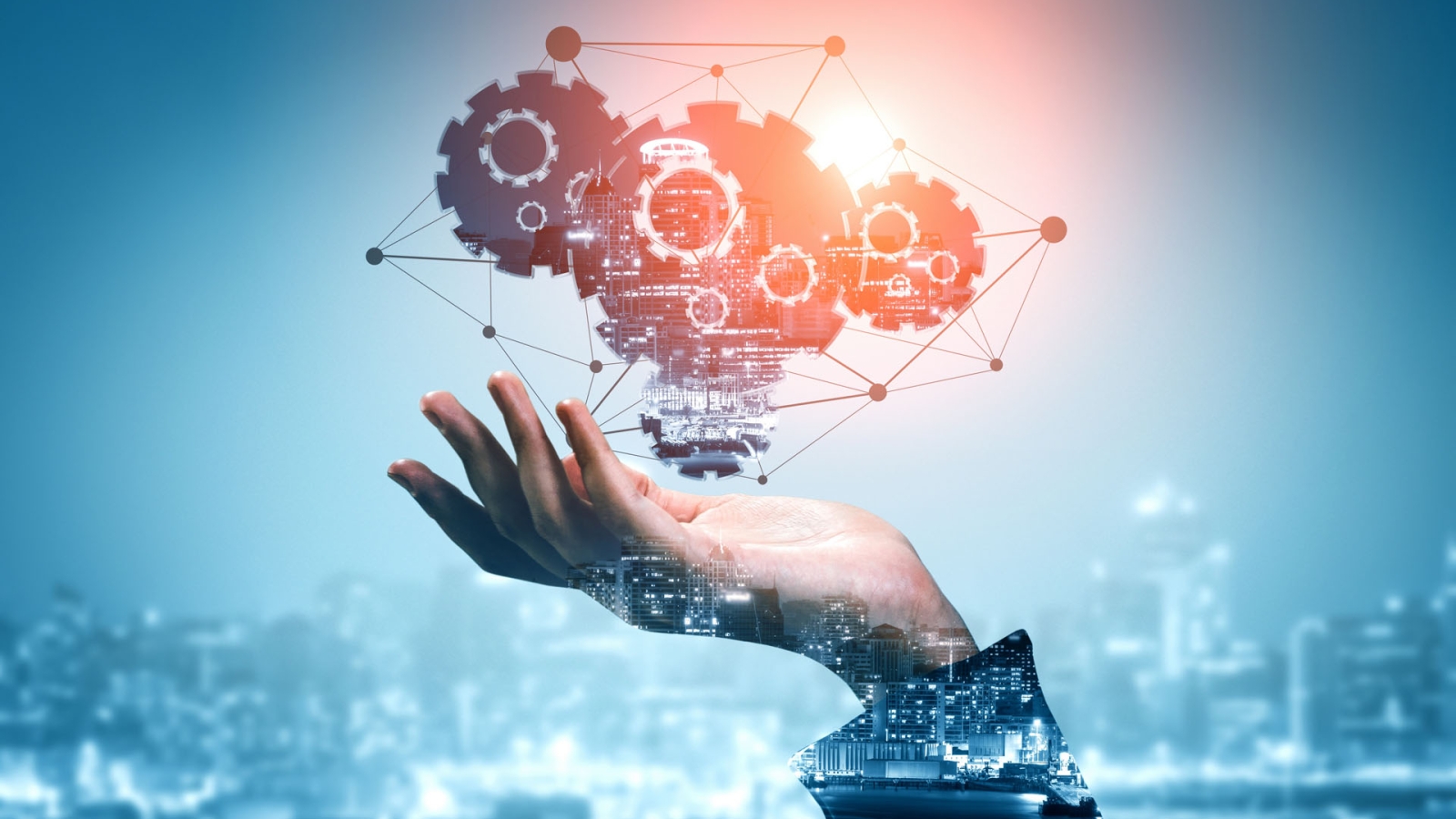 Innovation Technology for Business Finance Concept. Modern graphic interface showing symbol of innovative ideas thinking, research and development study.